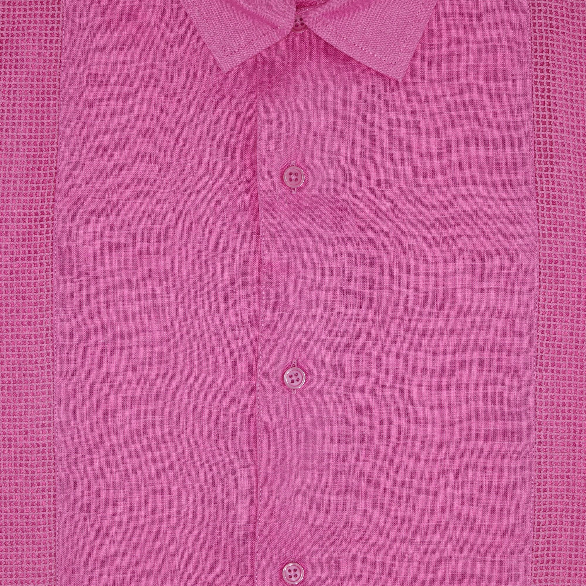 Supreme Mesh Panel Linen Short-Sleeve Shirt 'Pink' - 3