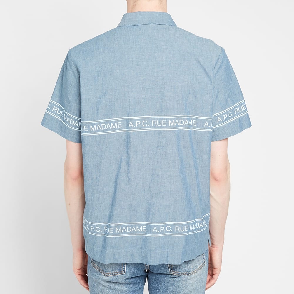 A.P.C. Short Sleeve Logo Chambray Shirt - 6