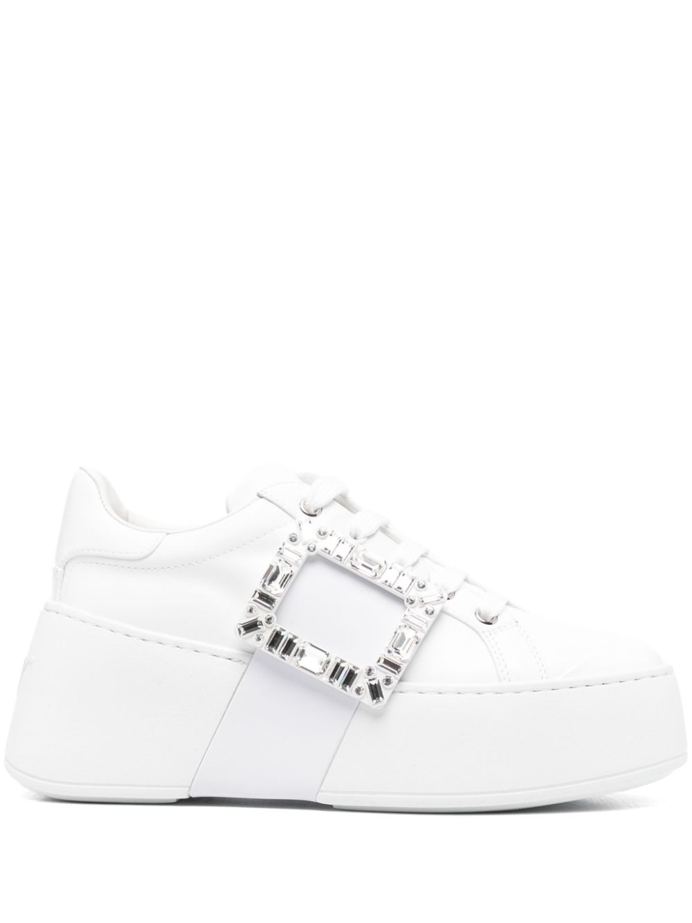 Roger Vivier Women Viv Skate High Strass Leather Sneakers - 1