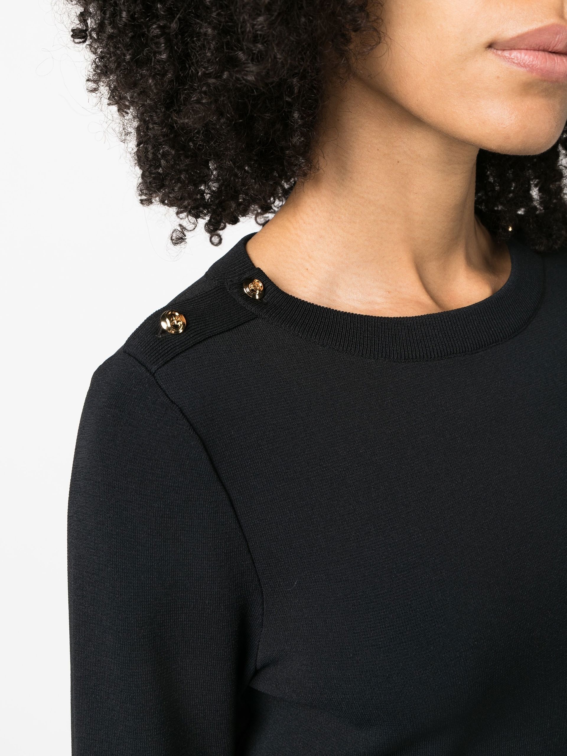 Black Buttoned-Shoulder Sweater - 5