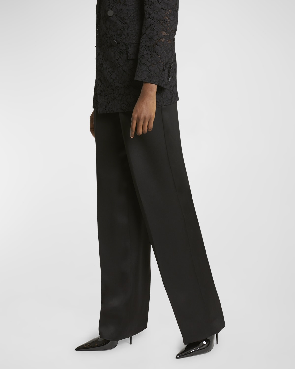 Satin Straight-Leg Trousers - 7