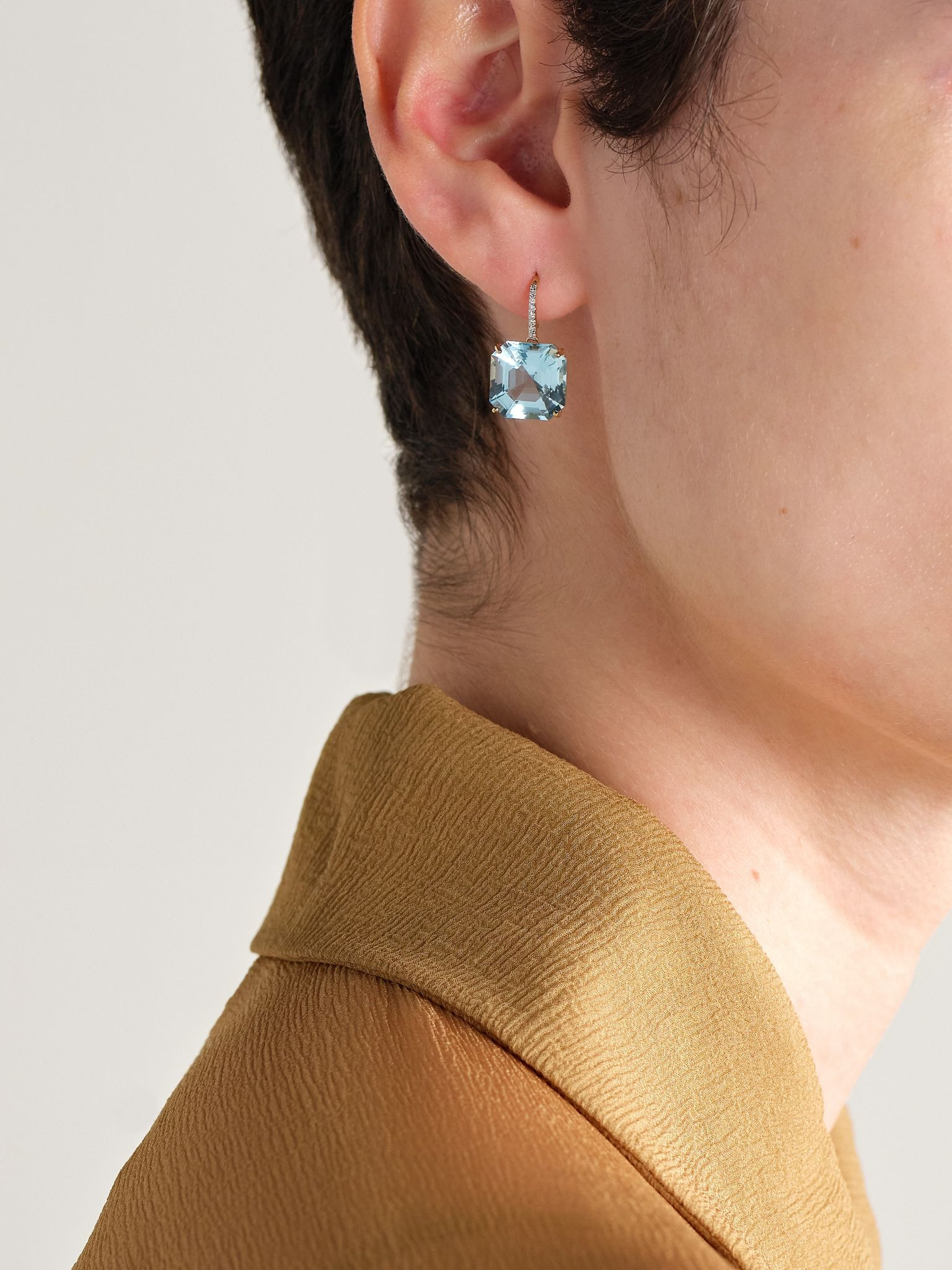 14-karat gold, topaz and diamond earrings Blue - 2