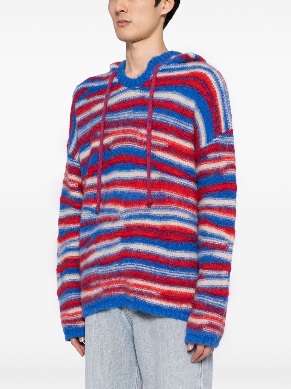 striped intarsia-knit hoodie - 3