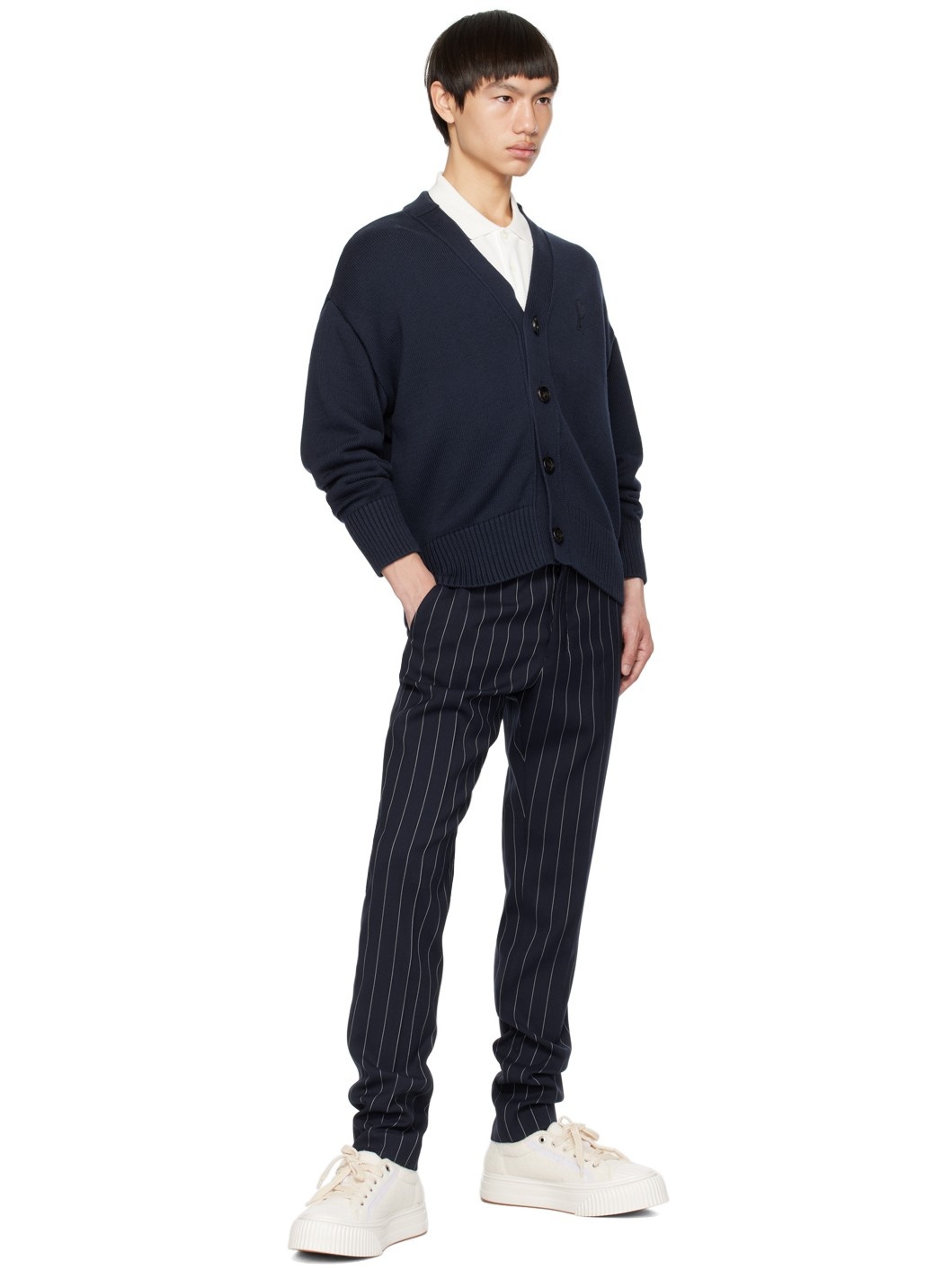 Navy Cigarette Fit Trousers - 4