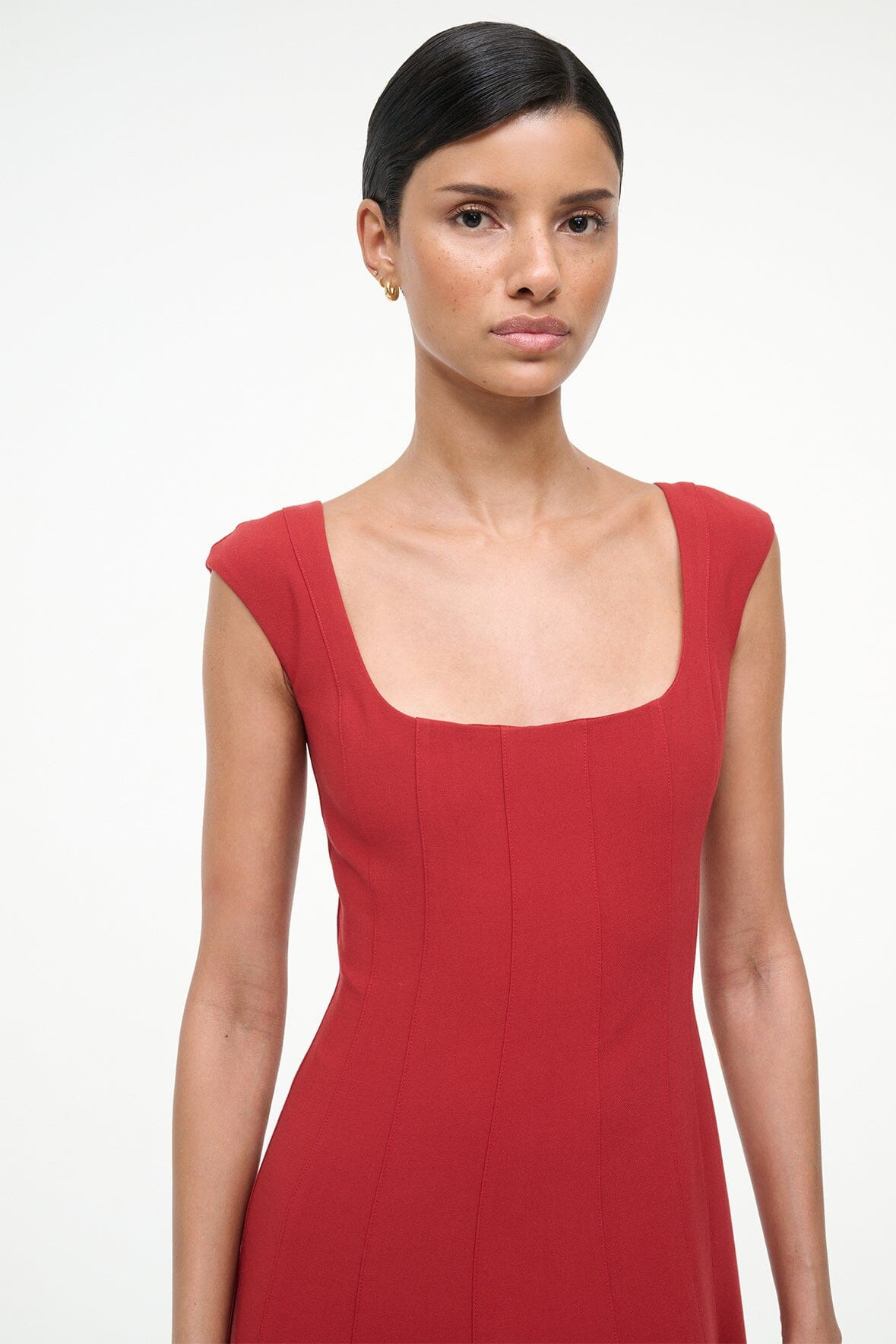 STAUD CHARLOTTE DRESS ROUGE - 6