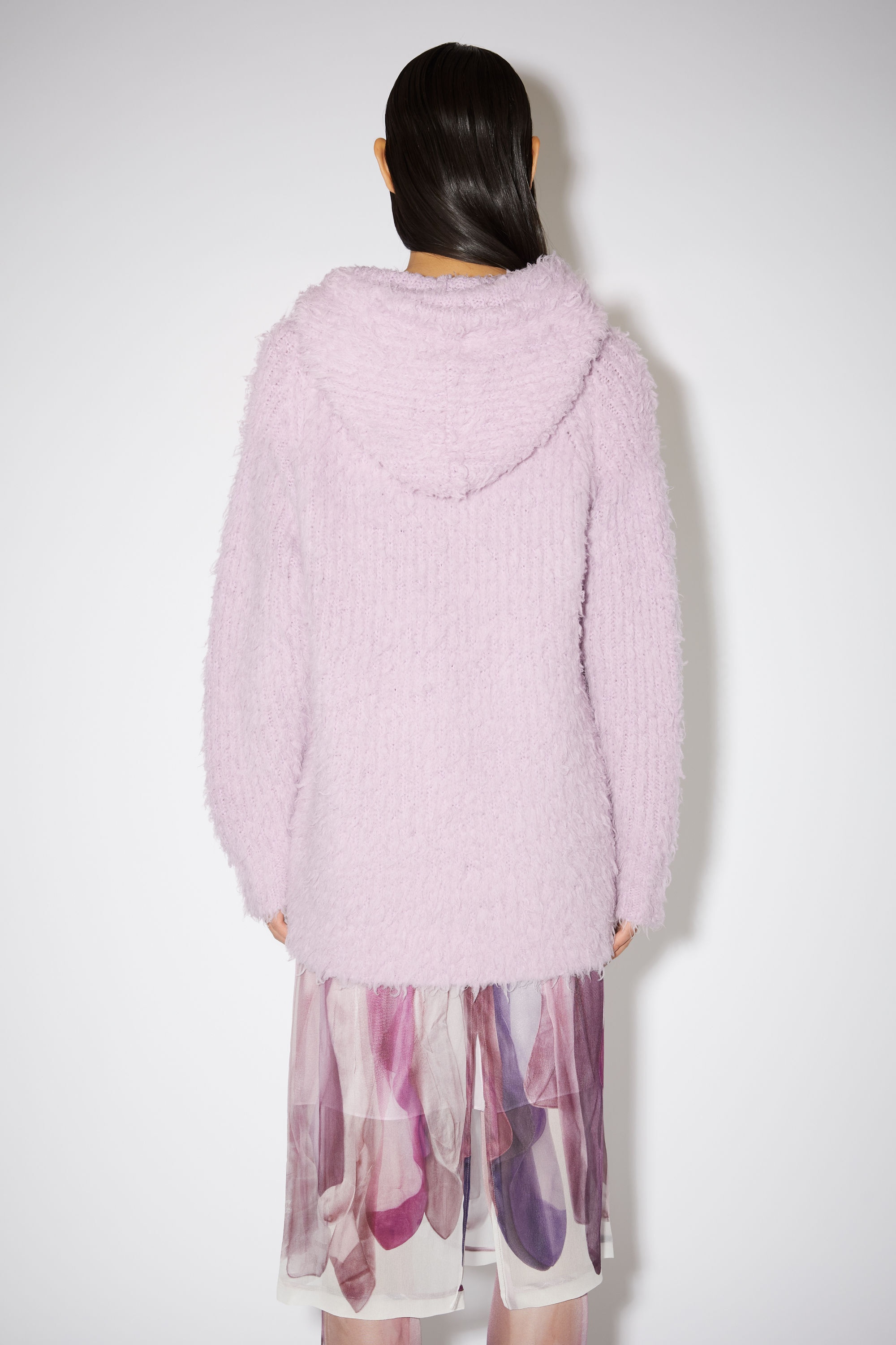 Fluffy wool-blend hoodie - Pale lilac - 3