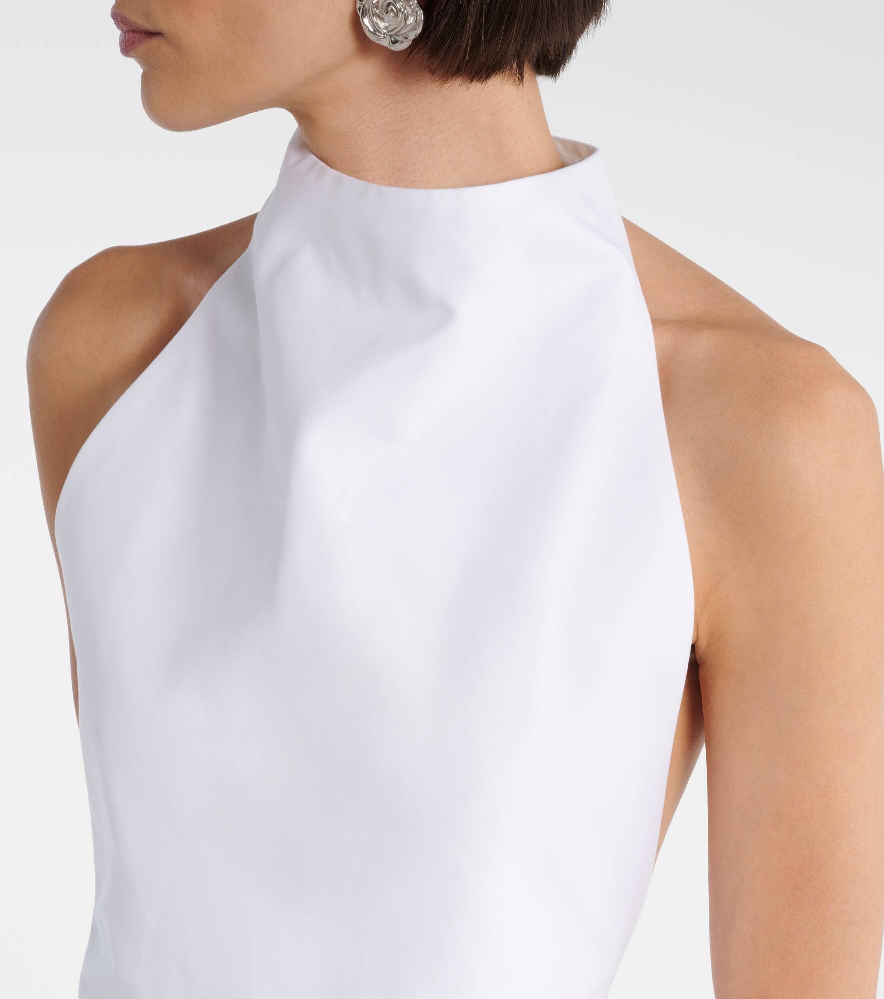 Halterneck cotton poplin top - 4