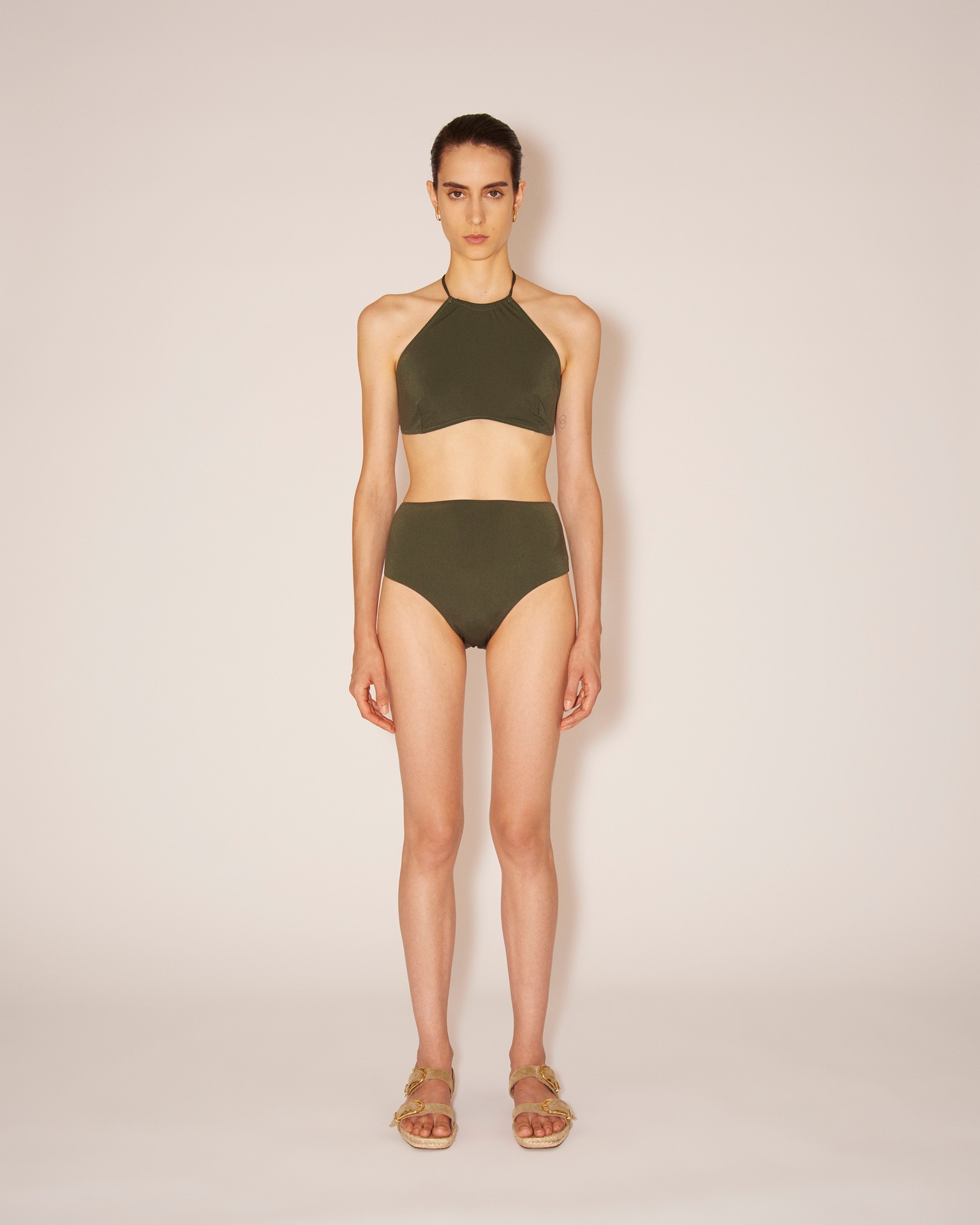 JALISA - Shimmer-stretch bikini top - Green - 3