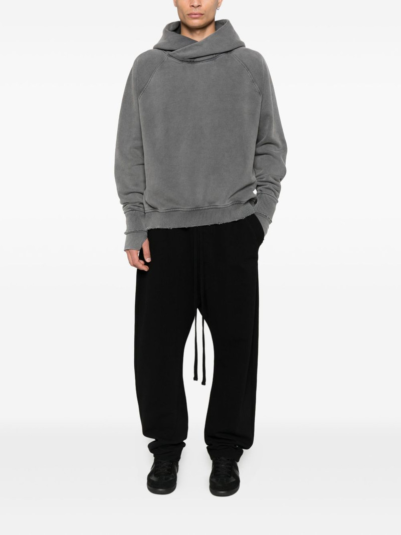 thom/krom raglan-sleeve frayed-hem hoodie outlook