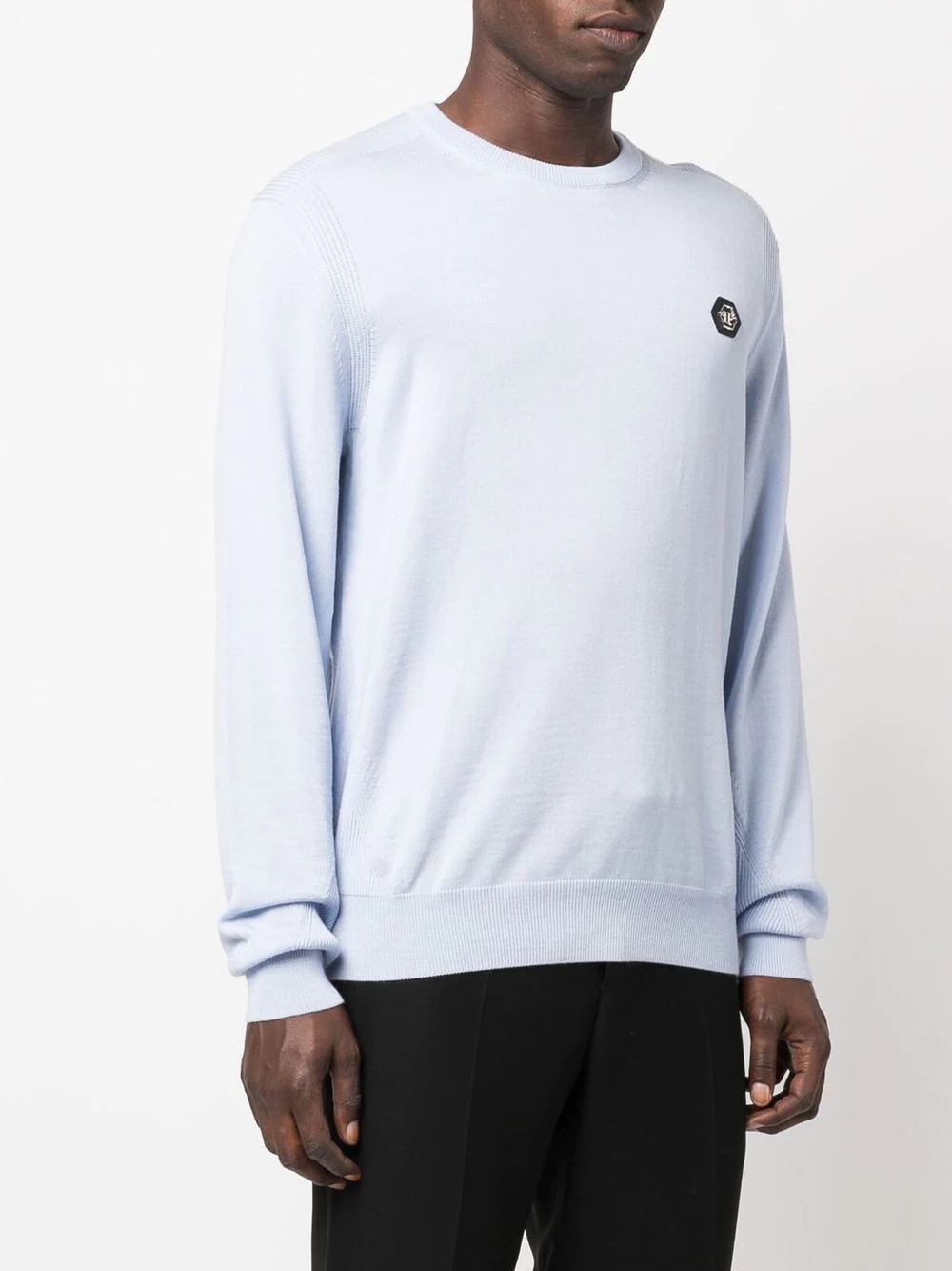 logo patch merino wool jumper - 3