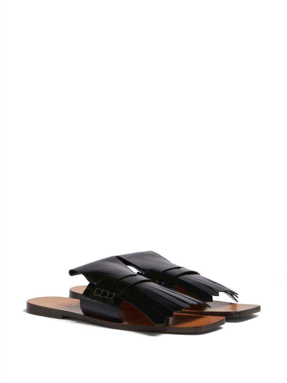 fringed leather flat sandals - 2