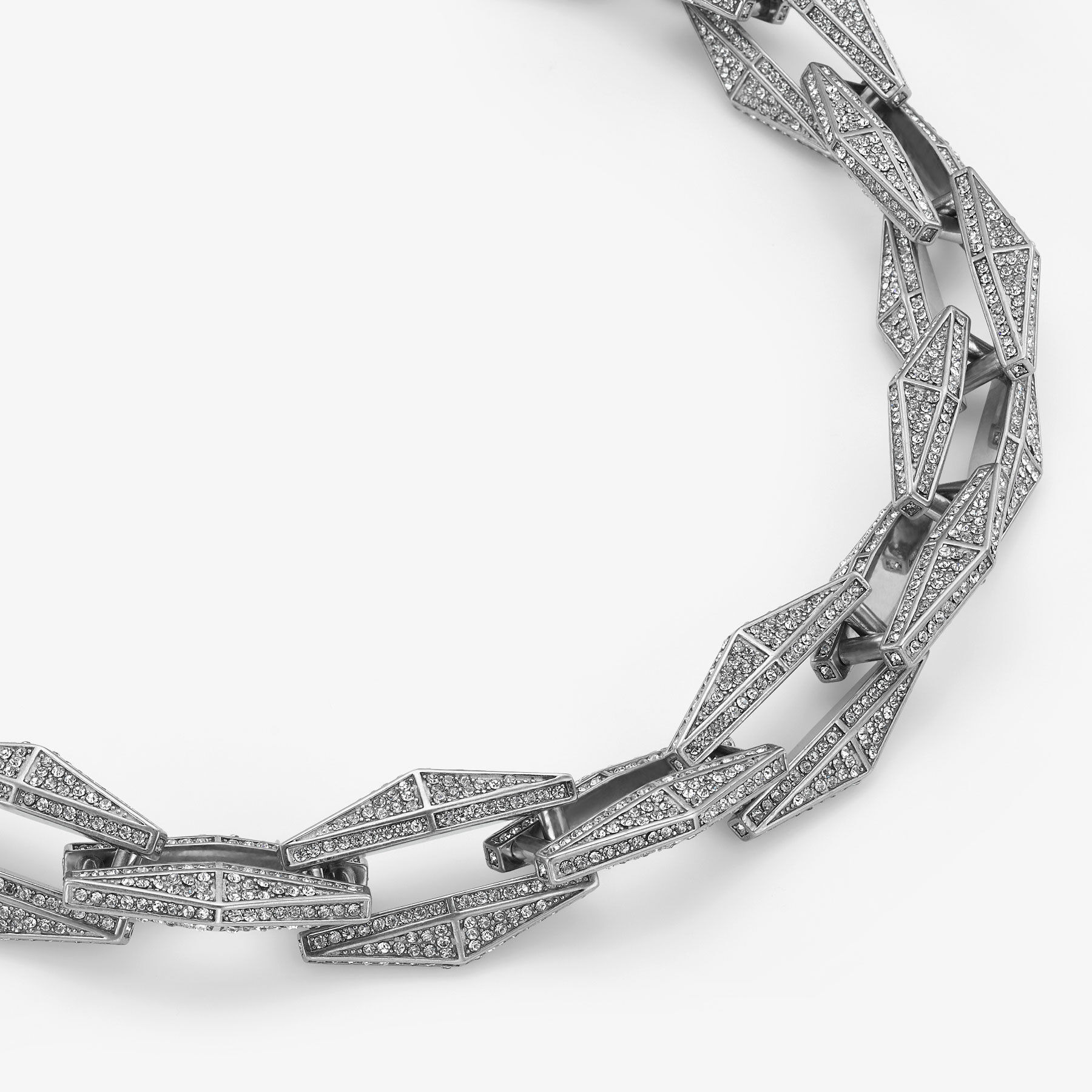 Diamond Chain Necklace
Silver-Finish Chain Necklace with Pave Crystals - 3