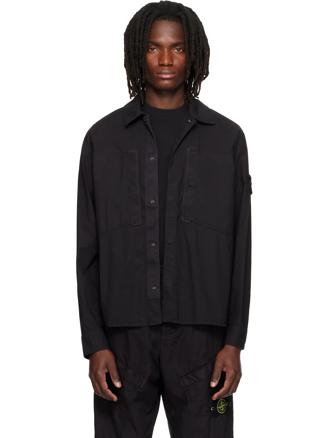 Black 1200005 Stretch Cotton Tela 'PARACADUTE' Shirt - 1