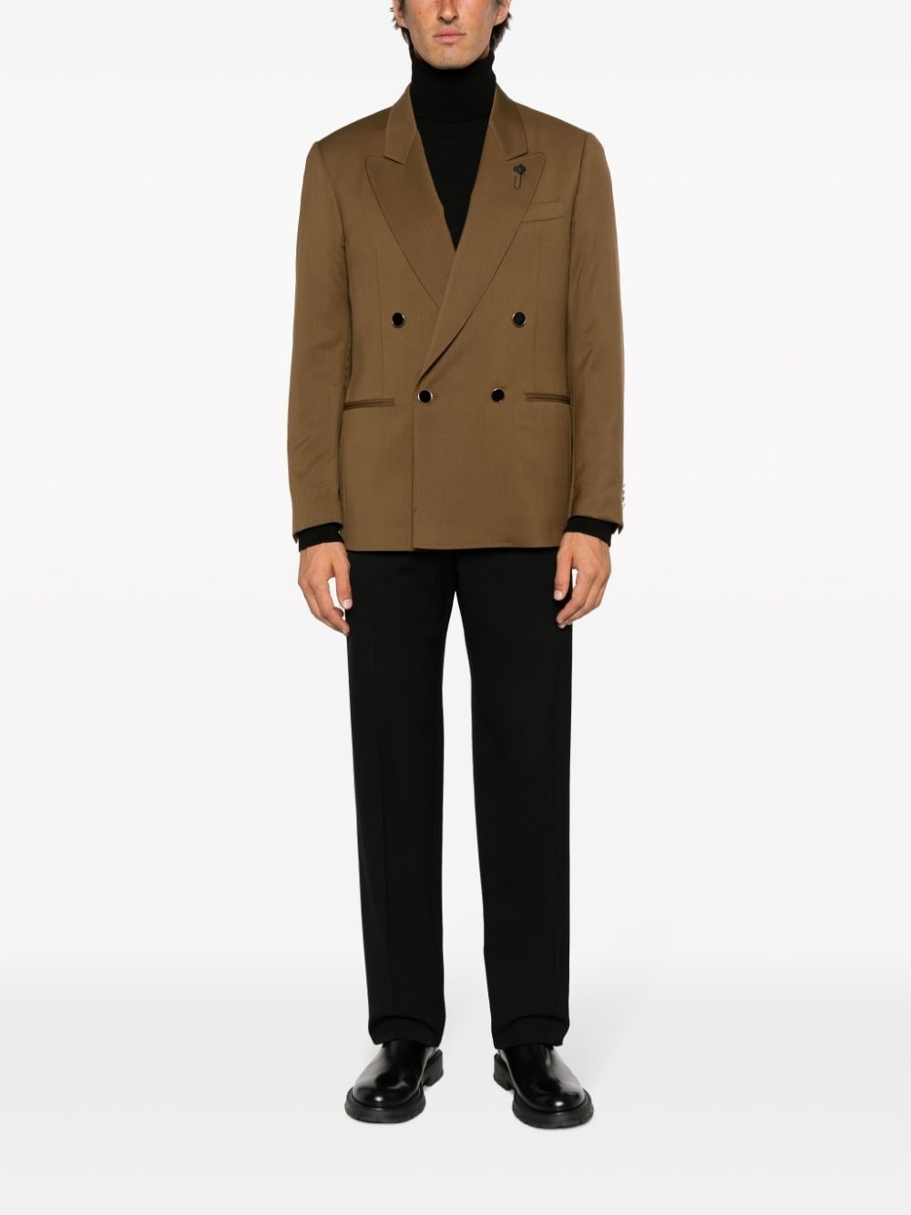 double-breasted wool blazer - 2