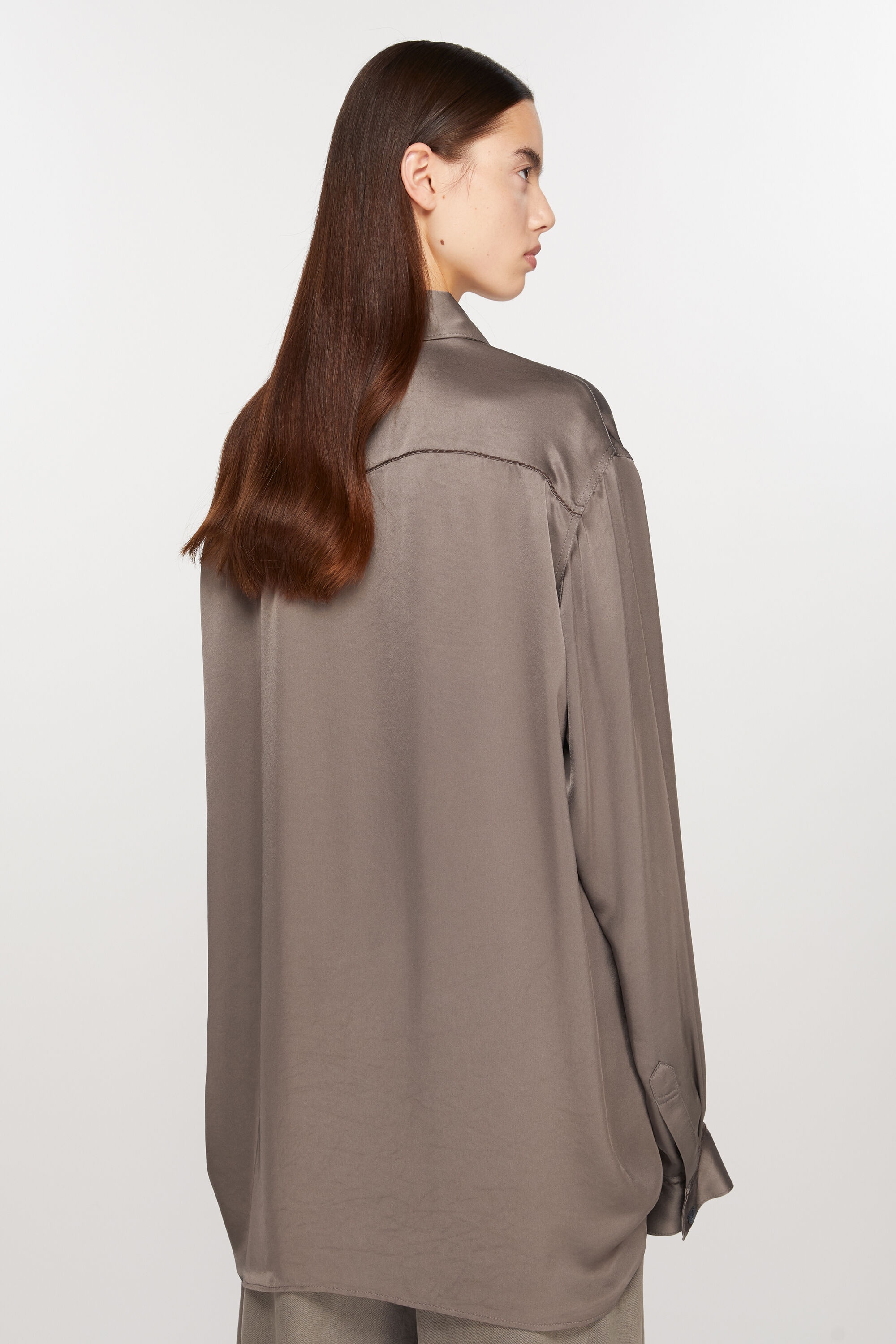 Satin button-up shirt - Cedar green - 3