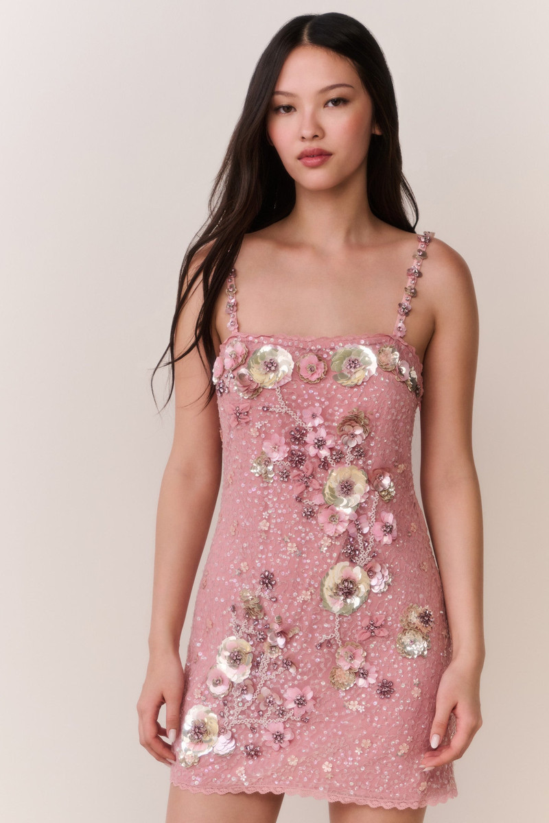Rosmara Sequin Floral Mini Dress 3