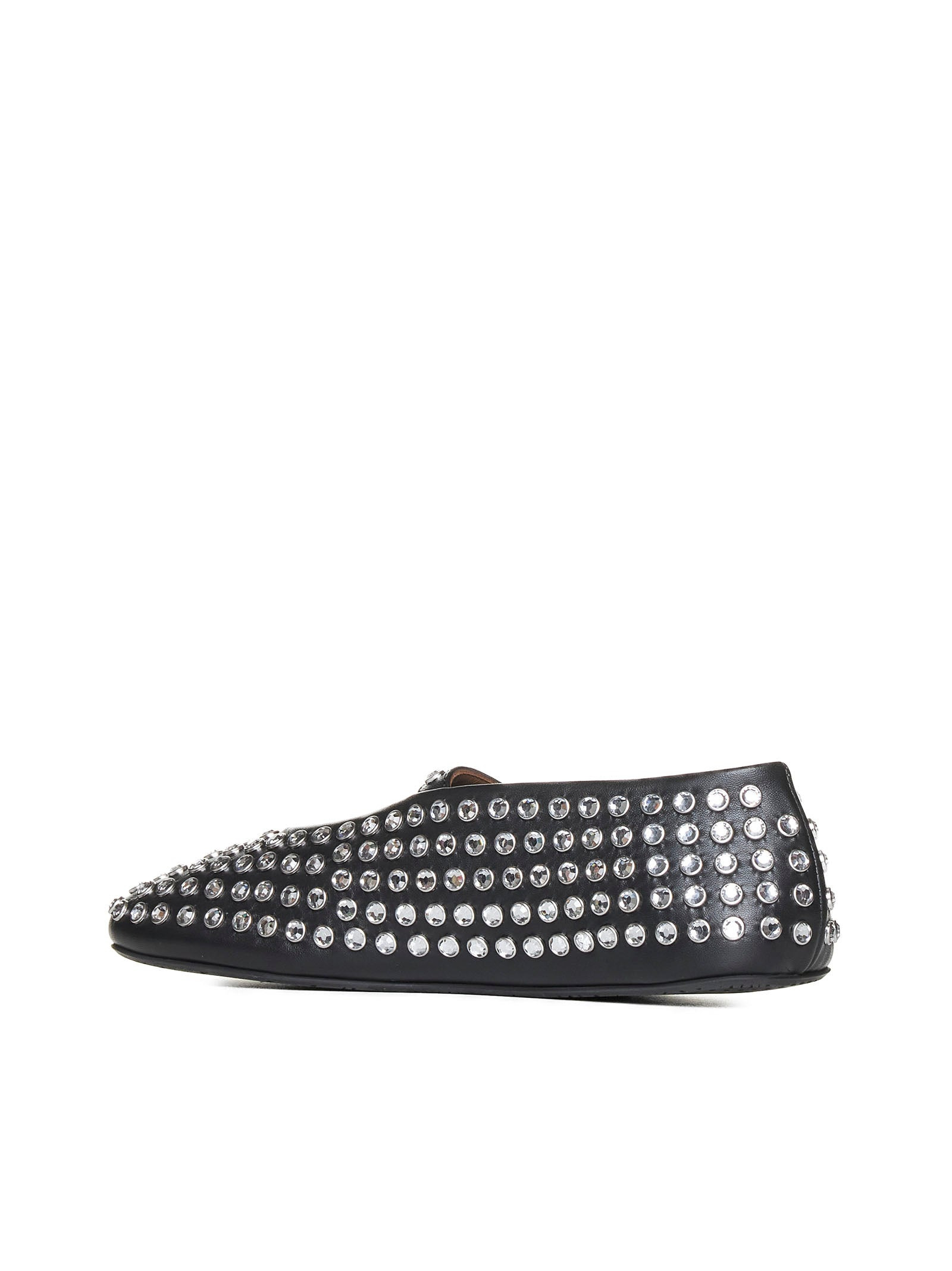 Rhinestoned leather ballet flats - 3