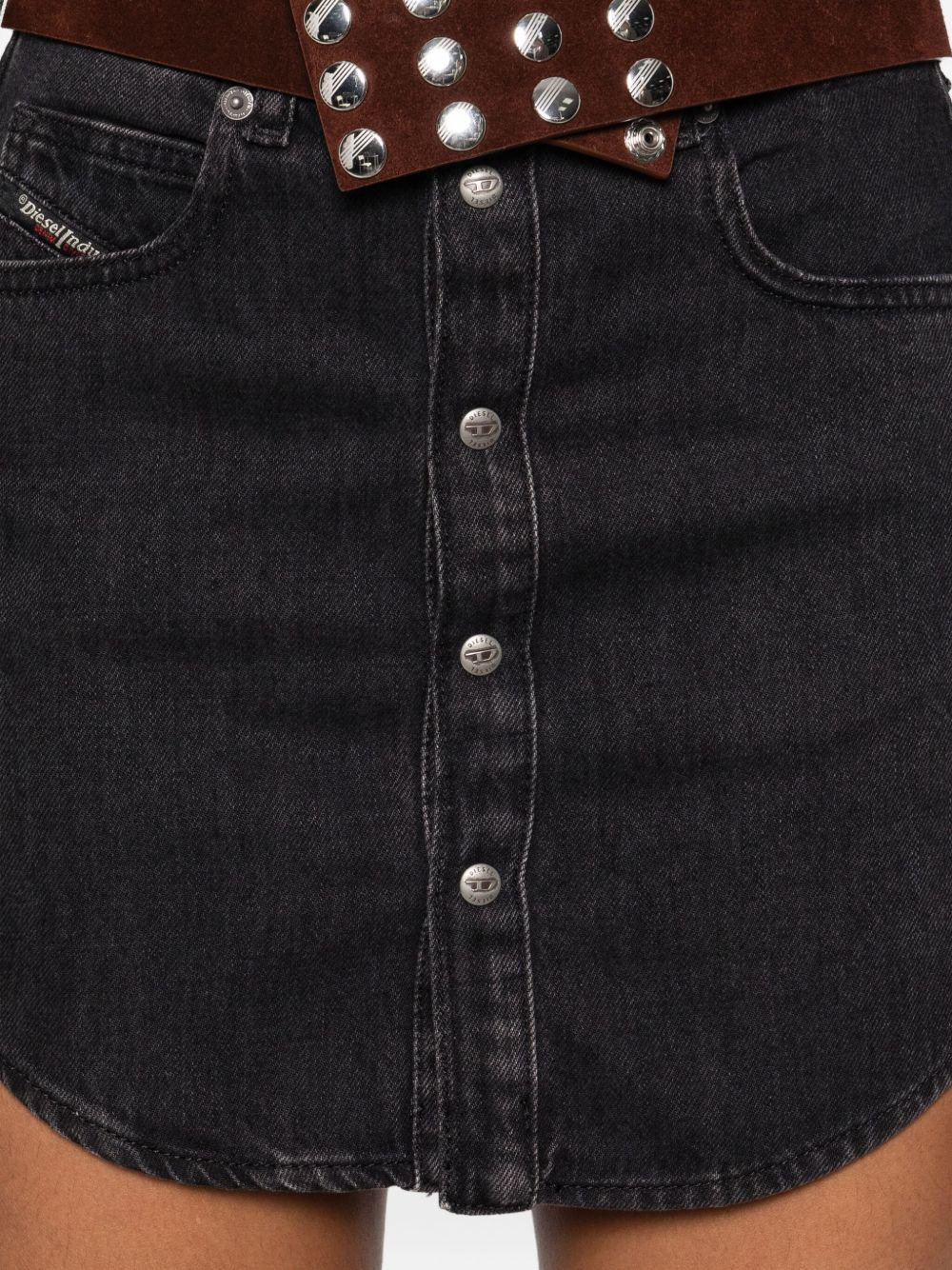 button-front denim mini skirt - 5