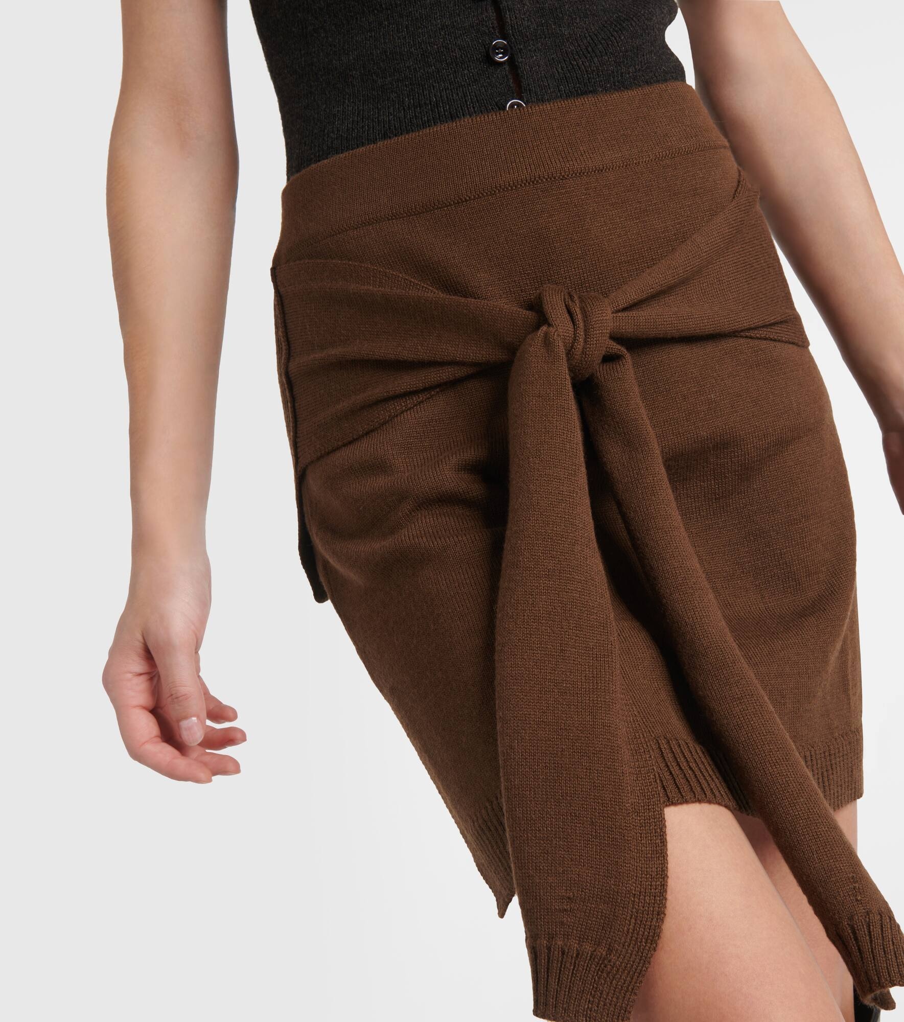 Trompe l'œil wool-blend miniskirt - 4