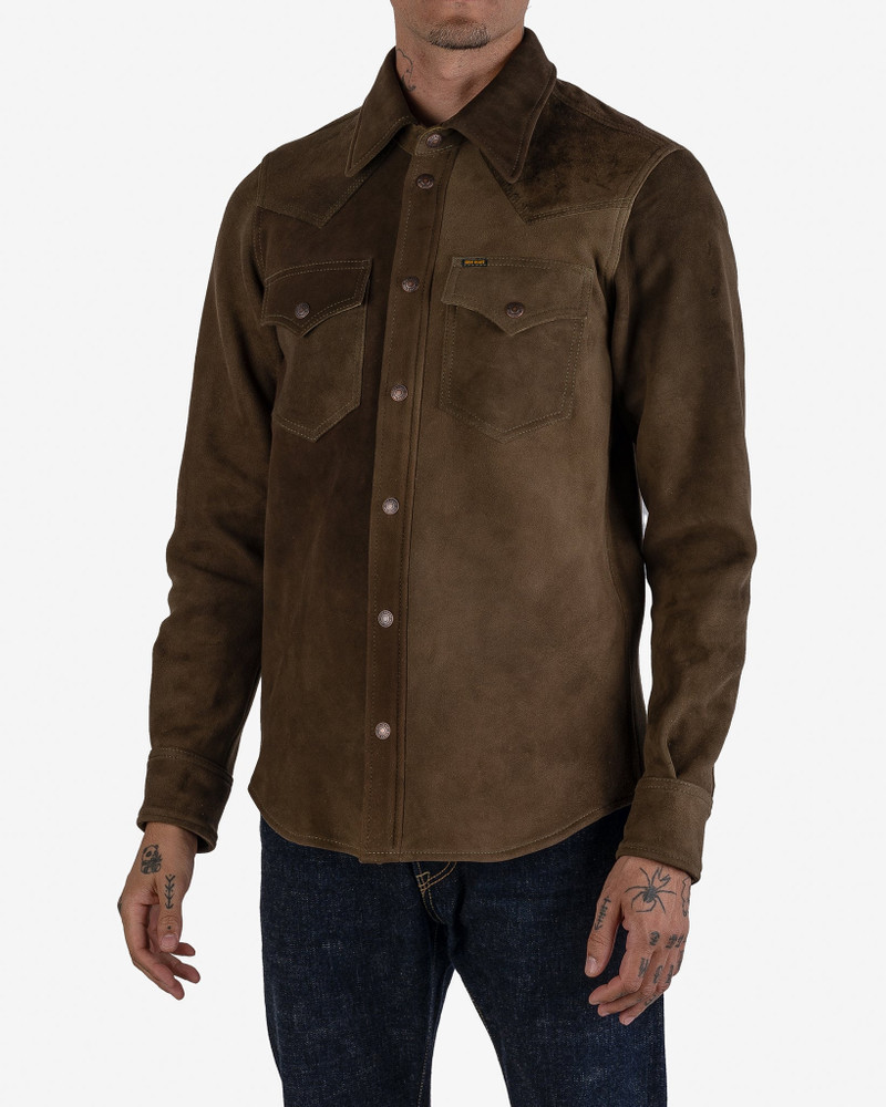 Iron Heart IHSB-BIGBUCK-OLV Deerskin Western Shirt 'The Big Buck' - Olive outlook