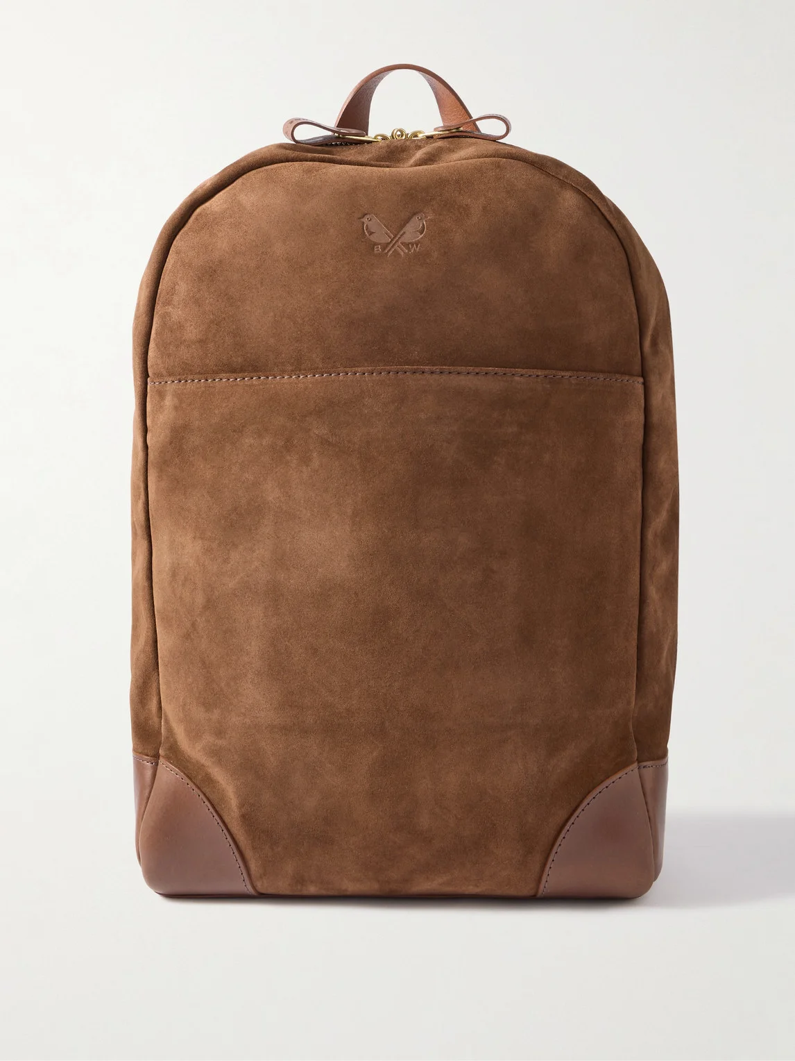 Leather-Trimmed Suede Backpack - 1
