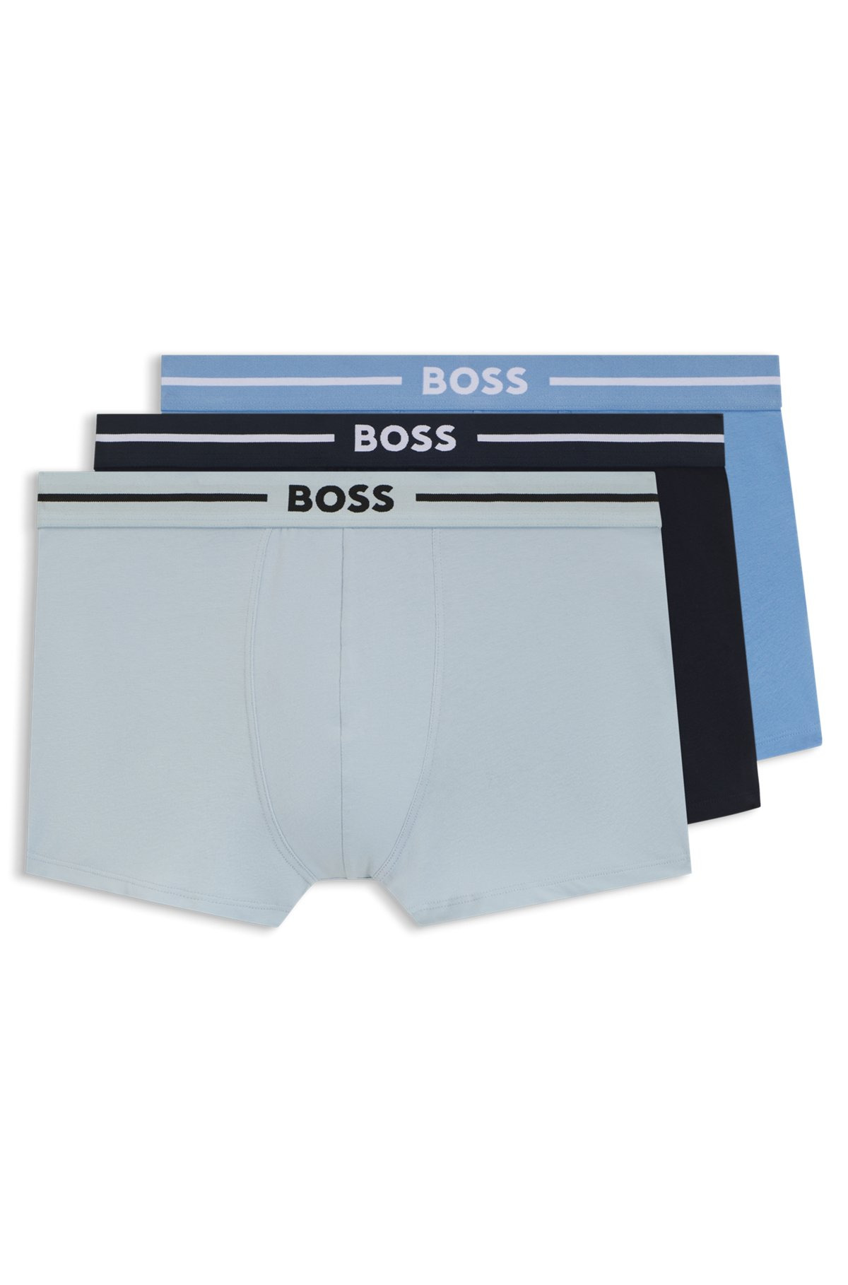 THREE-PACK OF STRETCH-COTTON TRUNKS WITH LOGO WAISTBANDS - 1