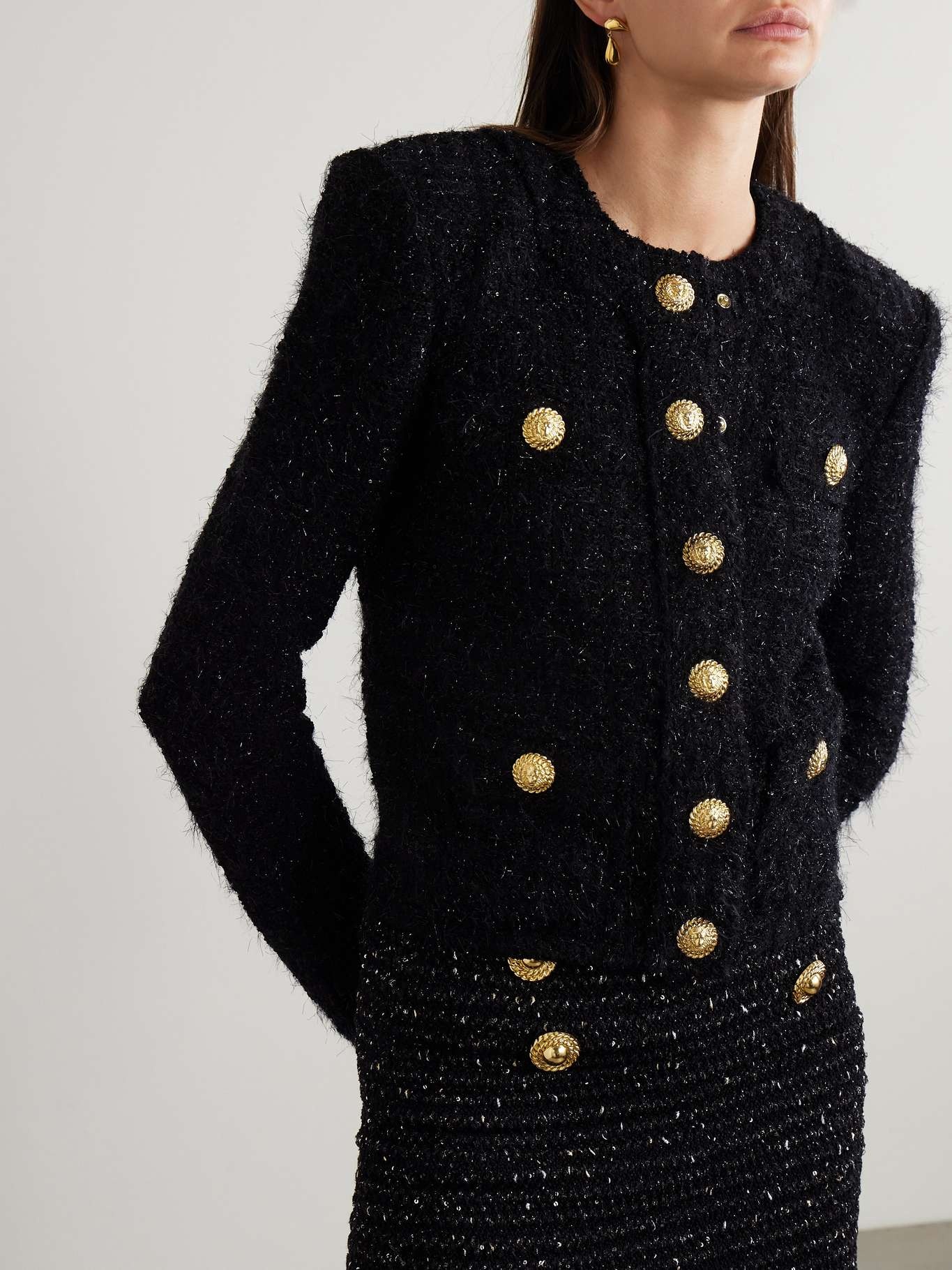 Embellished metallic bouclé-tweed jacket - 3