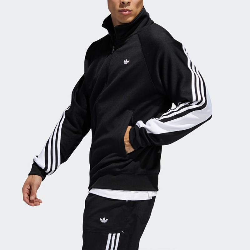 adidas originals 3stripe Wrap Tt Embroidered Logo Stand Collar Sports Jacket Black FM1525 3