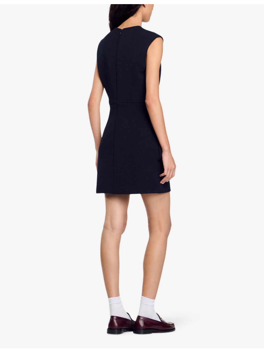 Extra large-pocket buttoned stretch-crepe mini dress - 4