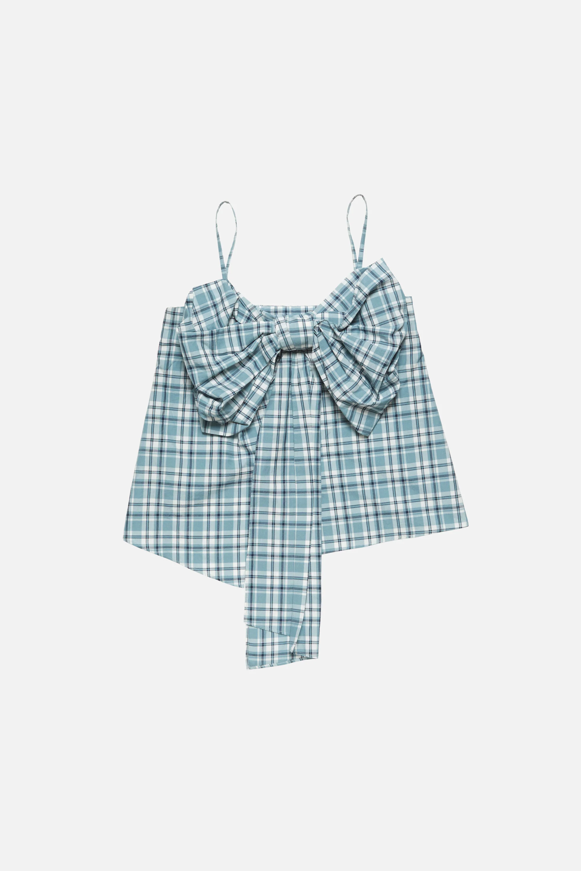 Check top with bow - Blue/white - 1