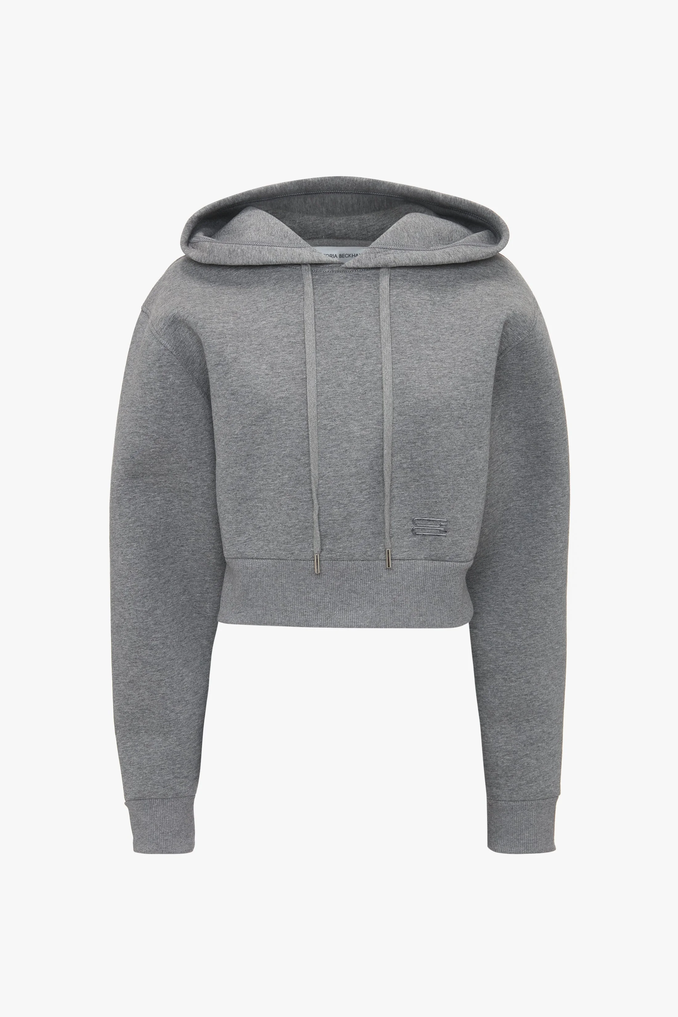 Cropped Structured Hoodie In Grey Marl - 1
