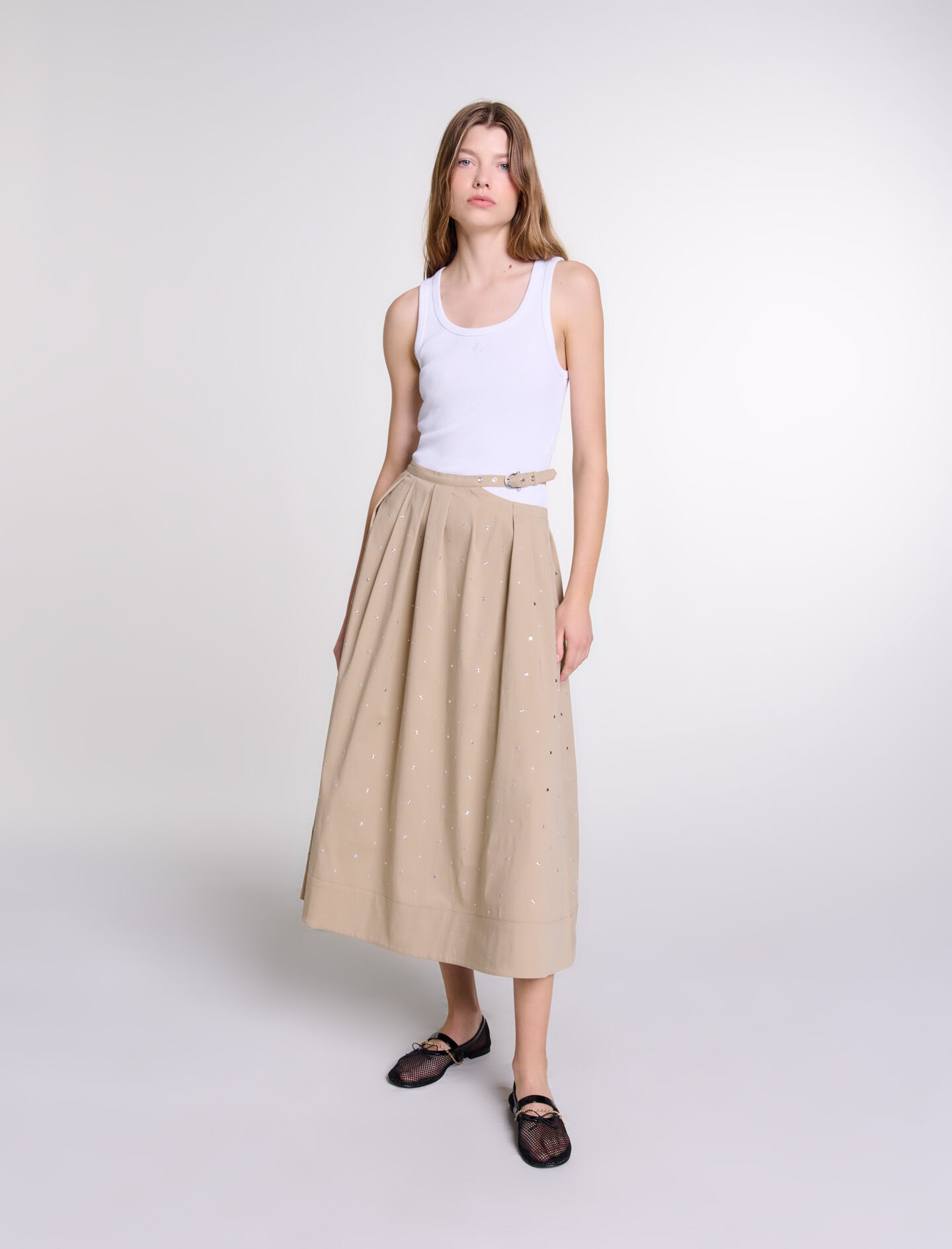 Long studded cotton skirt - 2