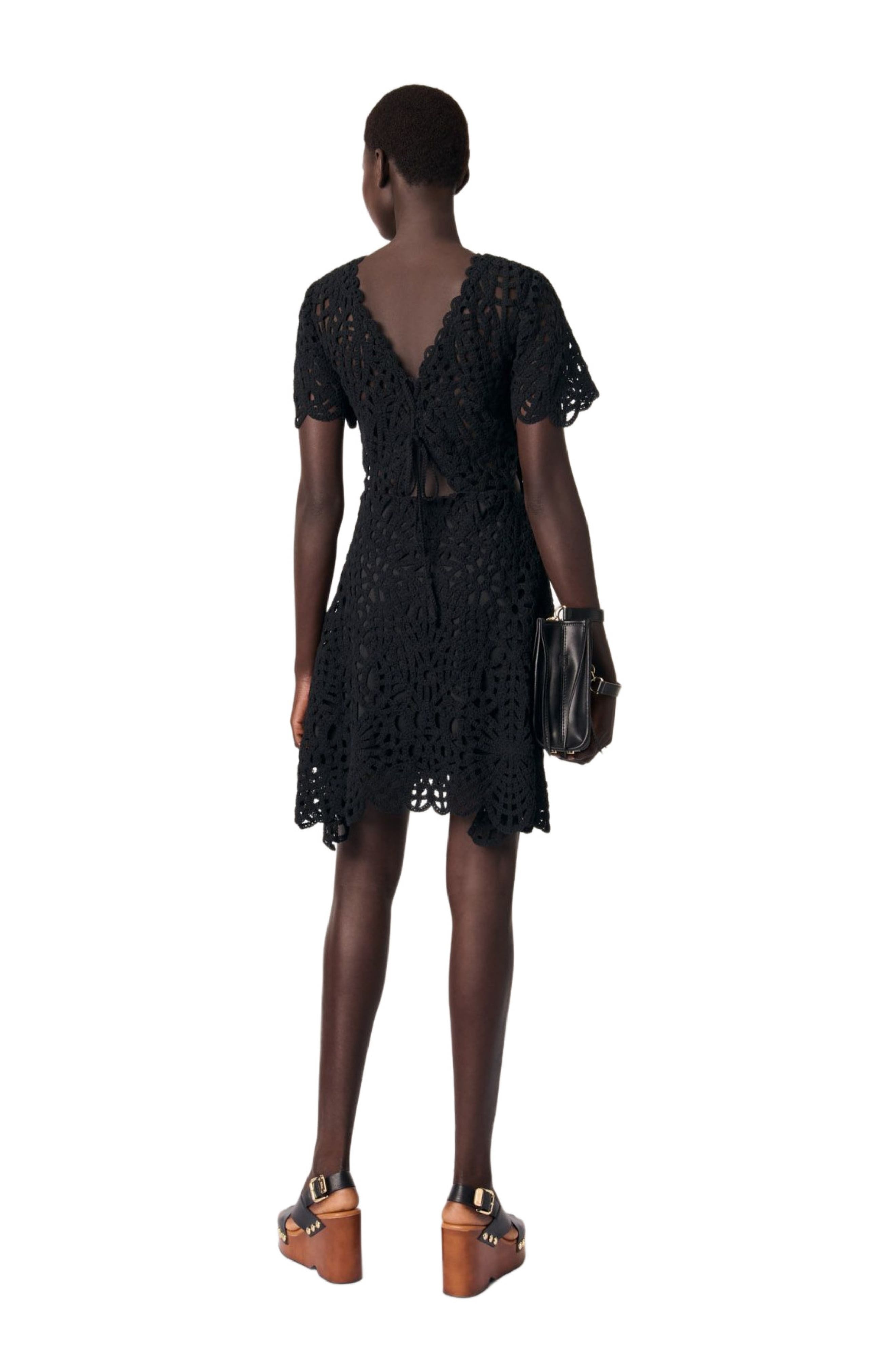maje Short crochet dress in Black at Nordstrom - 2