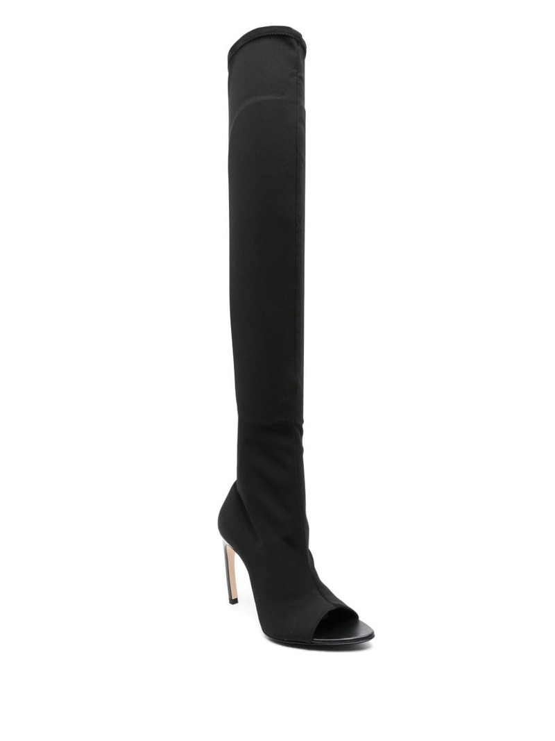 Victoria Beckham 100mm peep-toe jersey boots outlook