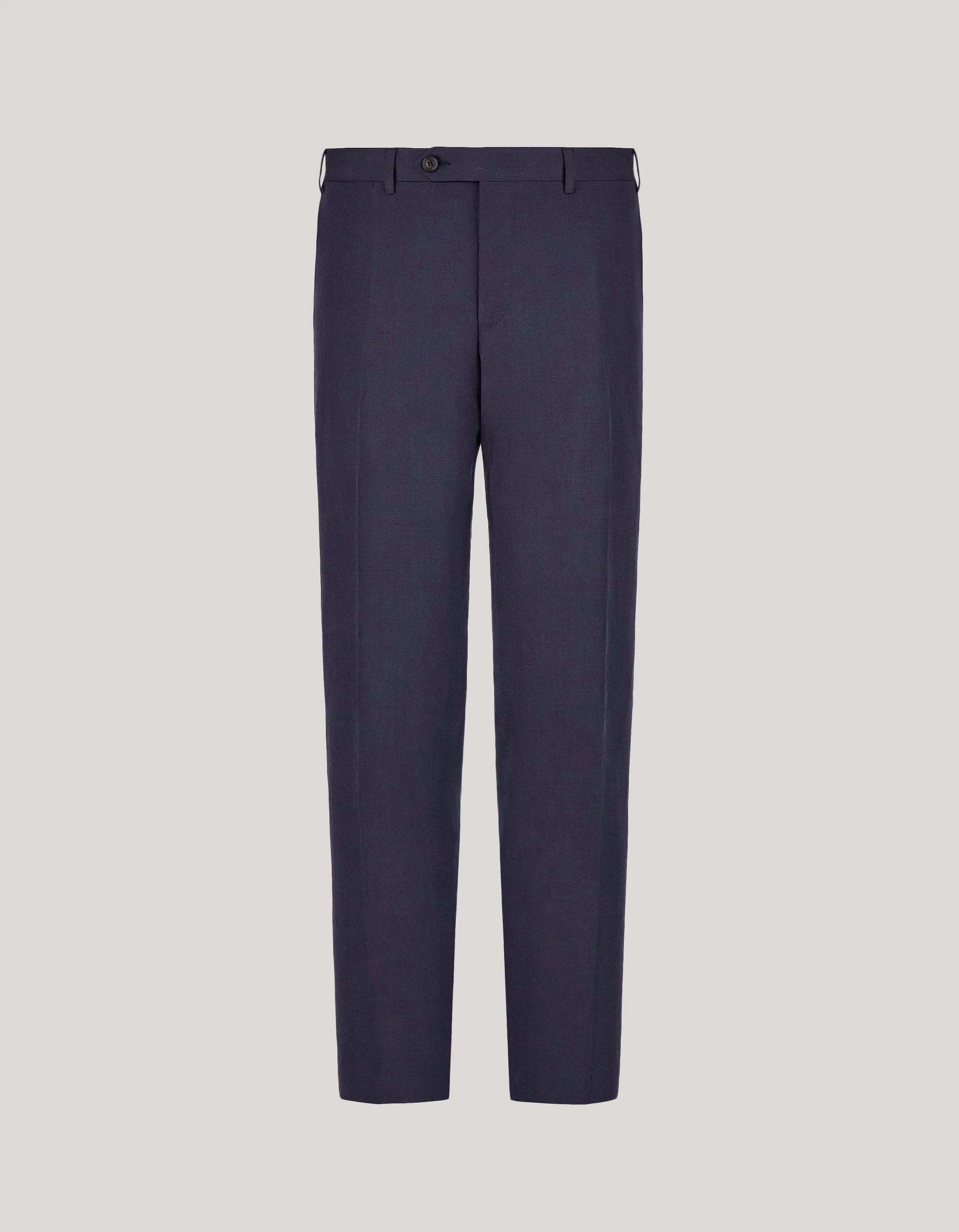 NAVY BLUE LINEN AND SILK REGULAR-FIT PANTS - 1