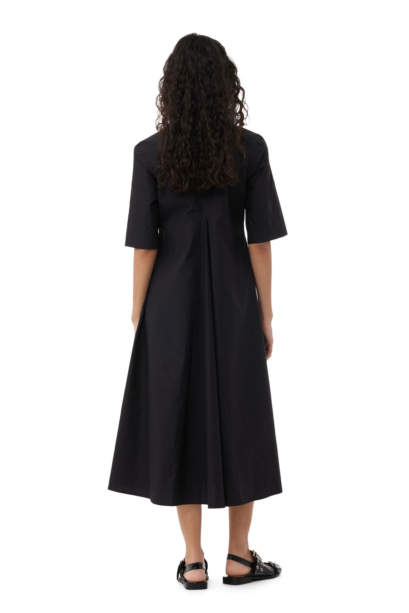 EXCLUSIVE BLACK COTTON POPLIN MAXI DRESS - 3