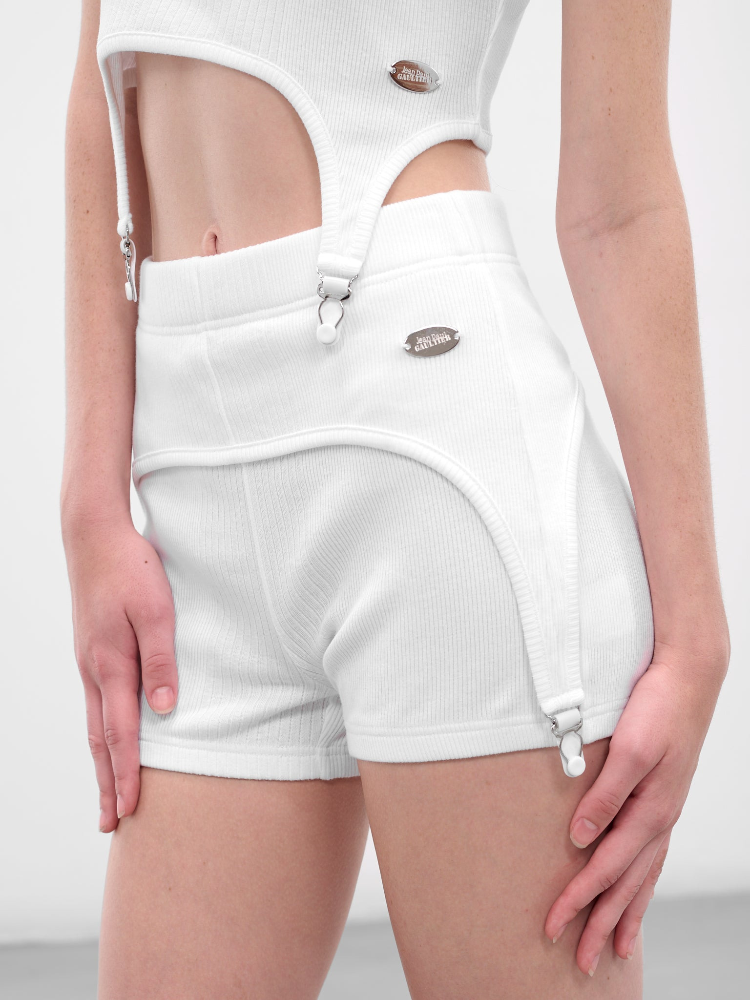 The White Garter Mini Shorts - 4