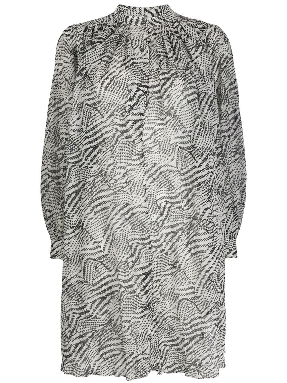 abstract-print gathered shift dress - 1