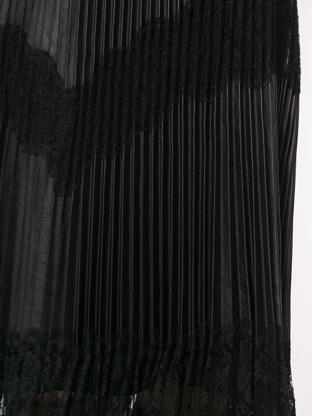 pleated lace trim midi skirt - 5