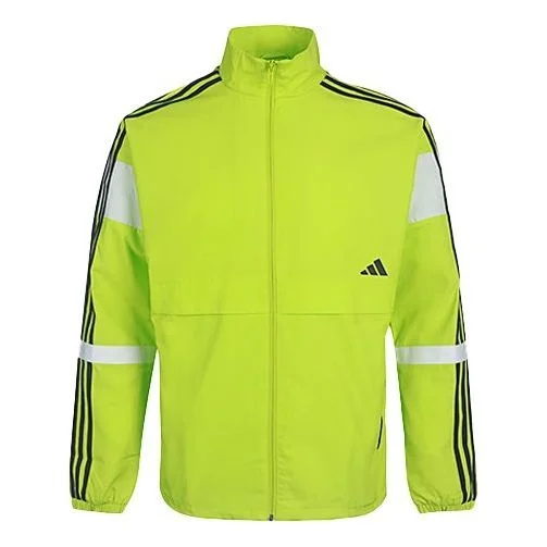 adidas Stand Collar Woven Colorblock Jacket Fluorescent Green GL0400 - 1