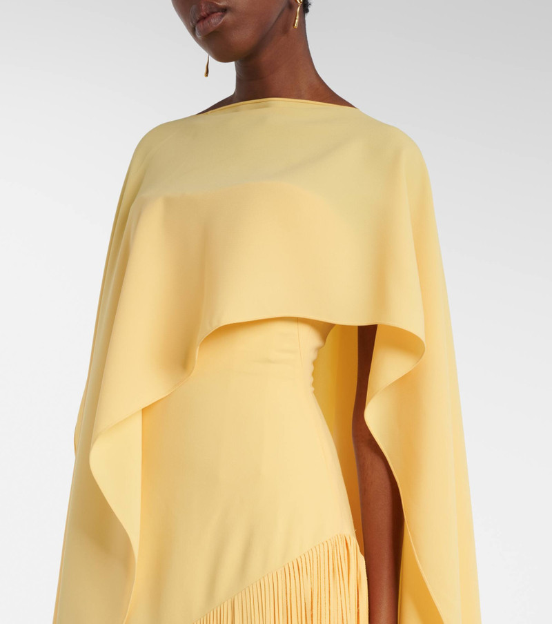Giselle fringed caped crêpe gown 4