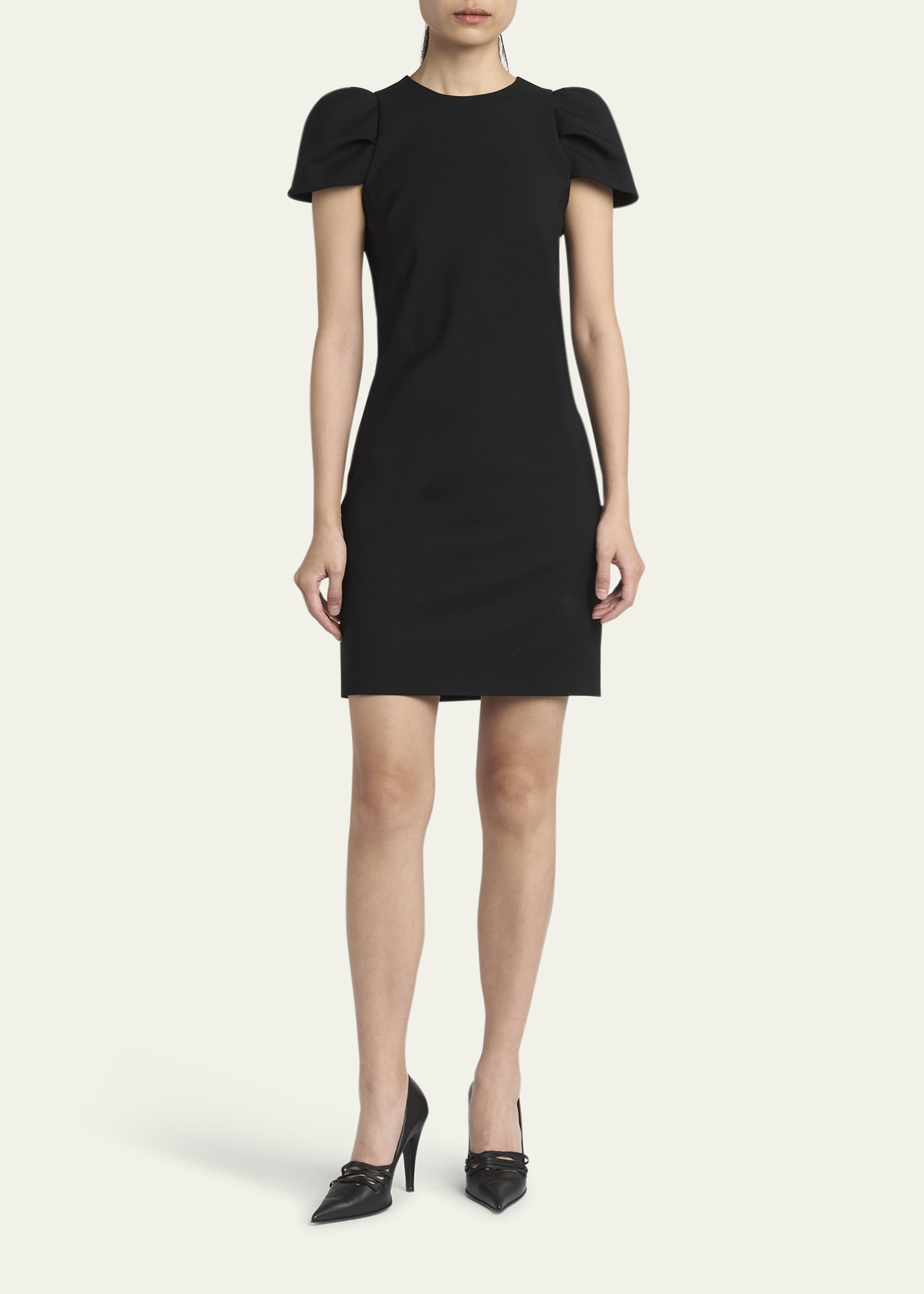 Pleated Puff-Sleeve Mini Dress - 2
