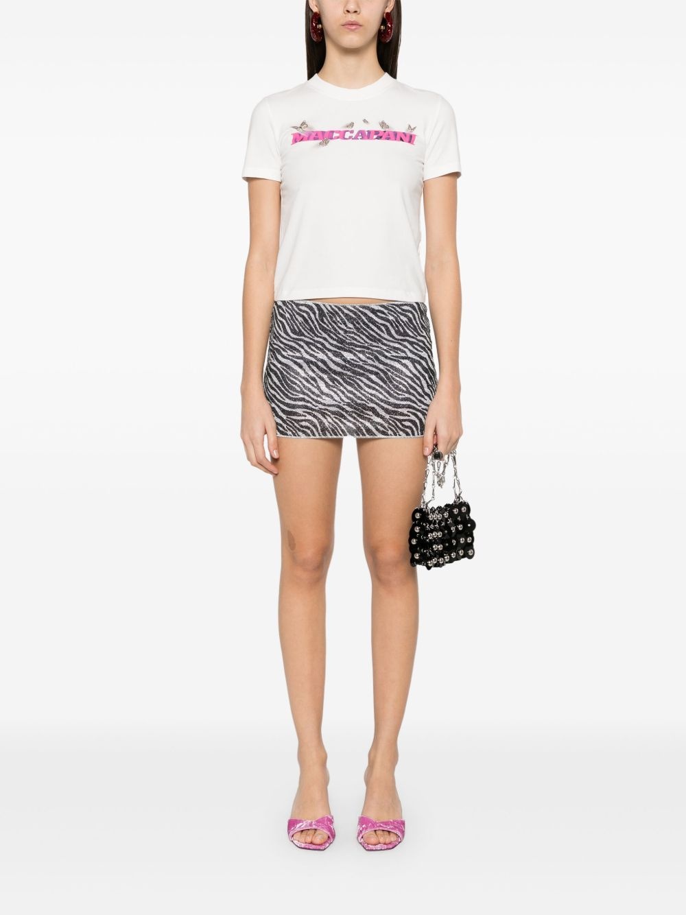 zebra-print lurex mini skirt - 2