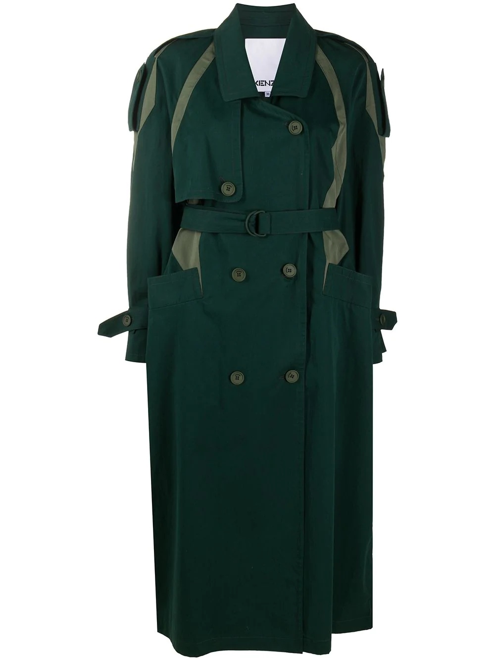 bi-colour belted trench coat - 1