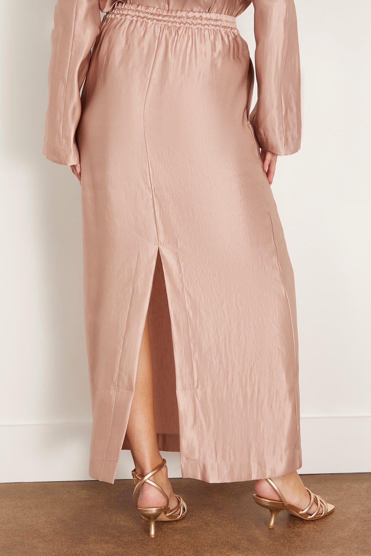Elastic Waistband Long Skirt in Petal Rose - 4
