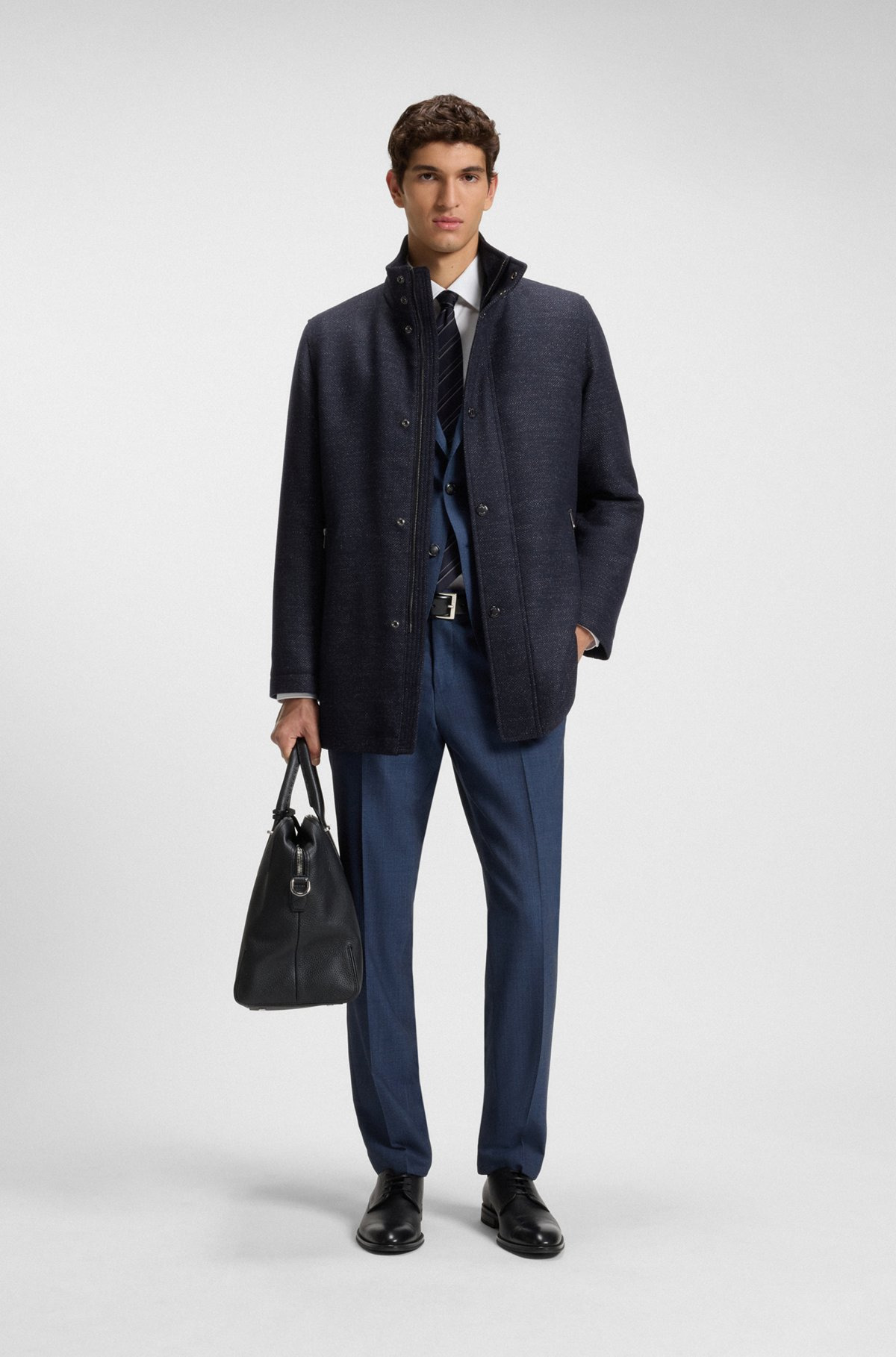 RELAXED-FIT WOOL-BLEND COAT WITH PACKABLE HOOD - 4