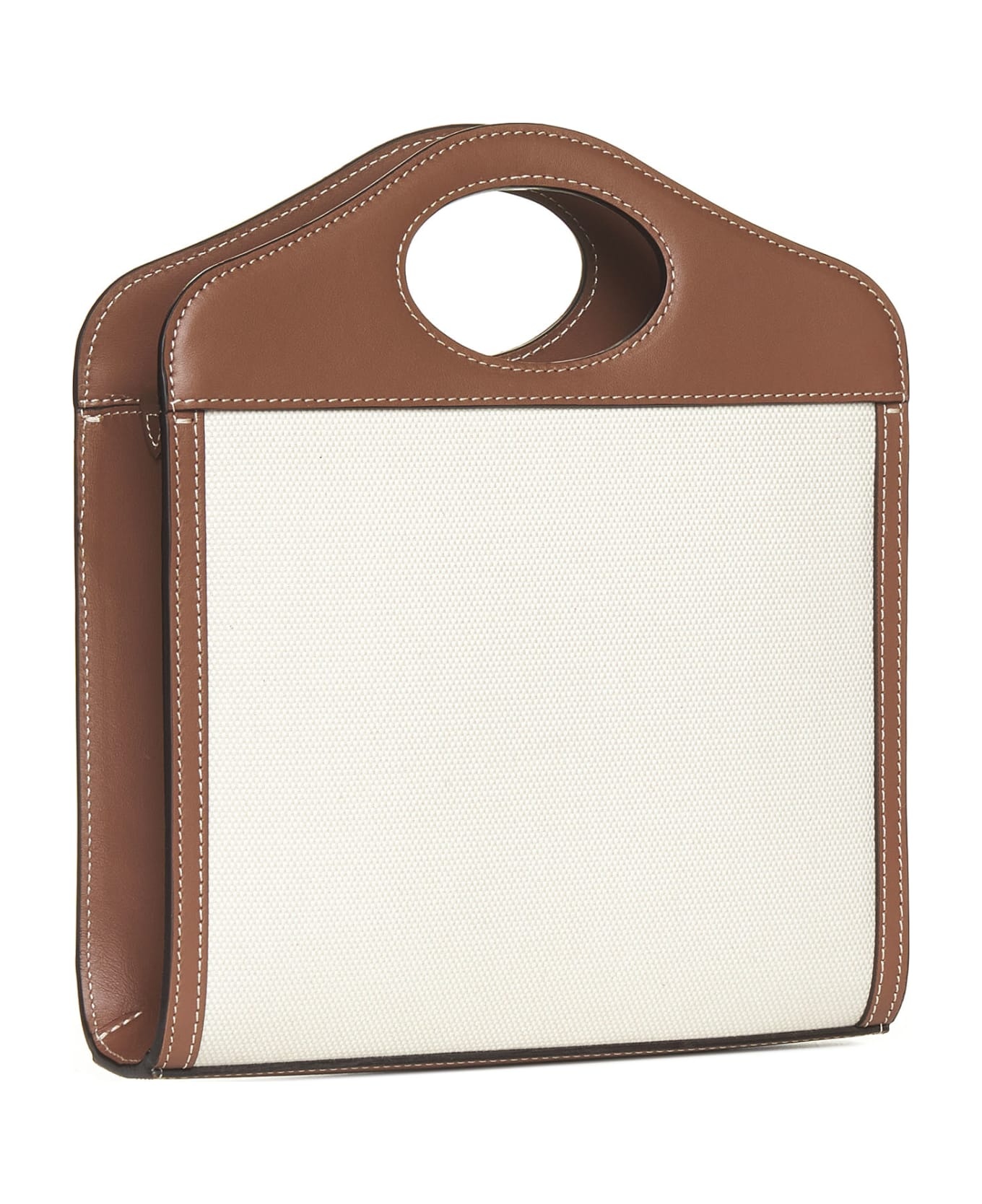 Mini Two-tone Canvas And Leather Pocket Bag - 3