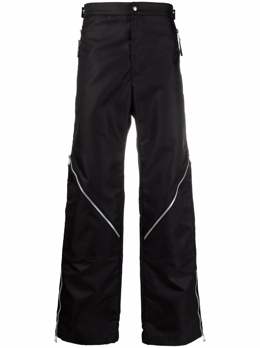 zip-detail straight-legged trousers - 1