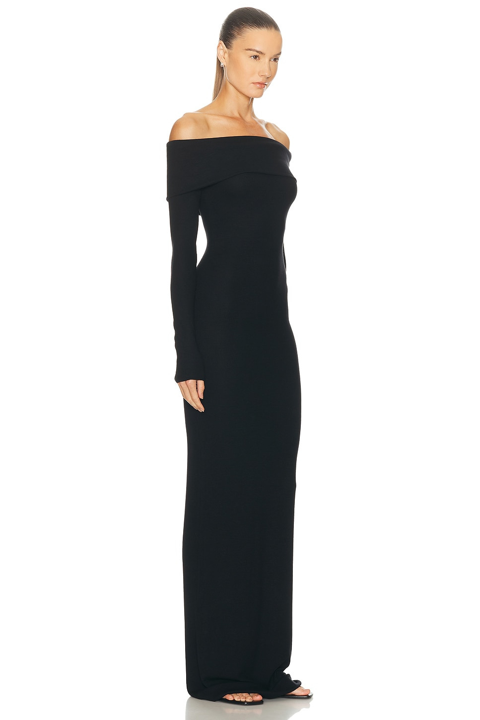Long Sleeve Off-Shoulder Butter Rib Maxi Dress - 2