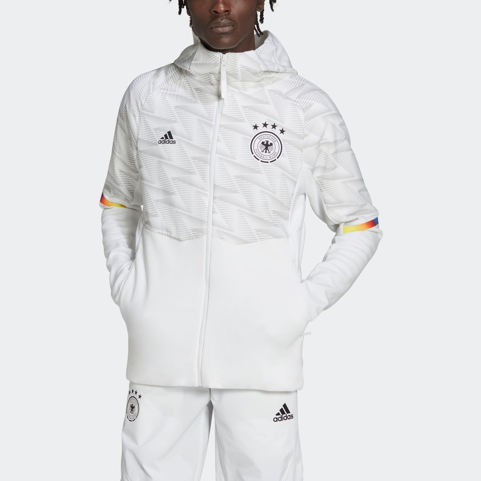 adidas Germany Game Day Full-Zip Travel Hoodie 'White' IC4377 - 2